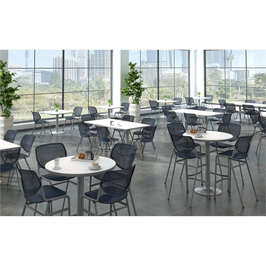 KFI 2300 Kool Series Stacking Chair, Black Polypropylene Seat and Back, Silver Powder Coated Steel Frame, Four-Legged Base, Armrests, 1 Each