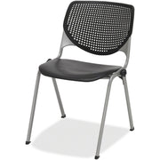 KFI 2300 Kool Series Stacking Chair, Black Polypropylene Seat and Back, Silver Powder Coated Steel Frame, Four-Legged Base, Armrests, 1 Each