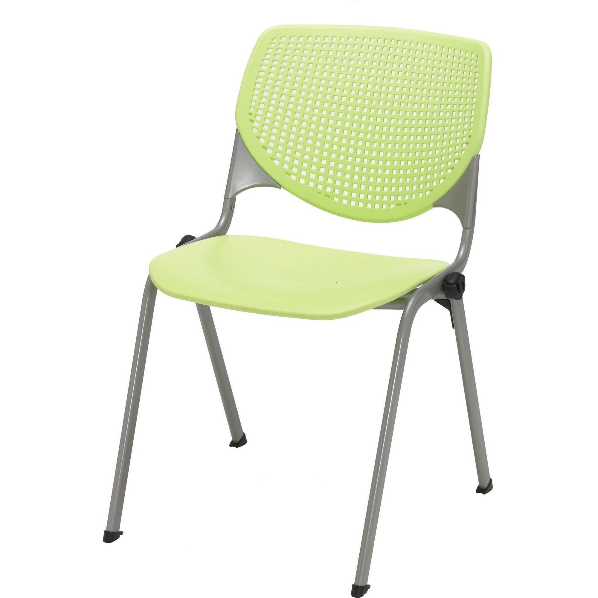 KFI 2300 Kool Series Stacking Chair, Lime Green Polypropylene Seat & Back, Aluminum Alloy Back, Silver Powder Coated Steel Frame, Four-legged Base, Armrest, 1 Each