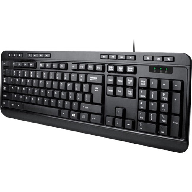 Cable Connectivity - PS/2 Interface - 104 Key(s) - Media Player, Volume Down, Volume Up, Mute, Play/Pause, Previous Track, Next Track, Stop, My Computer, Search, Calculator, ... Hot Key(s) - English (US) - Computer - PC - Membrane Keyswitch - Black
