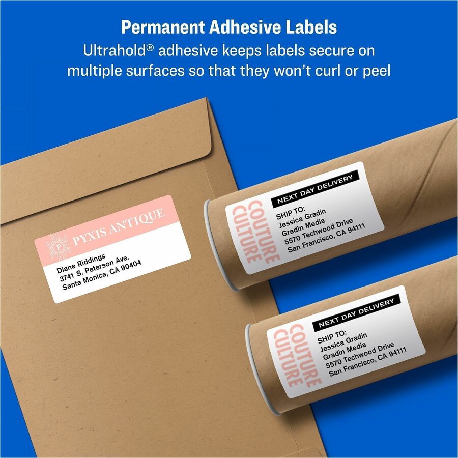 x 2 1/2" Width x 4" Length - Permanent Adhesive - Rectangle - Laser - Matte - White - Paper - Durable, Smudge-free, Jam-free - 8 / Sheet - 100 Total Sheets - 800 Total Label(s) - For Label Printer - 800 / Box