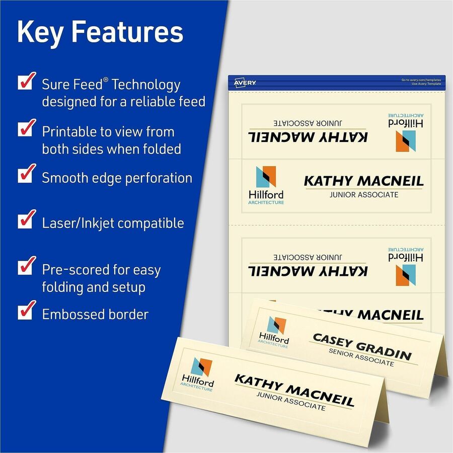Avery&reg; Sure Feed Embossed Tent Cards