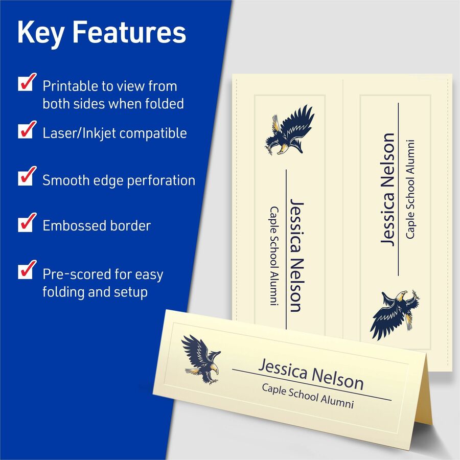 79 Brightness - 3 1/2" x 11" - 65 lb Basis Weight - 176 g/m² Grammage - Embossed, Foldable, Perforated, Heavyweight, Printable, Smooth Edge, Pre-scored, Double-sided, Uncoated - Ivory - 50 Sheets - 50 / Box