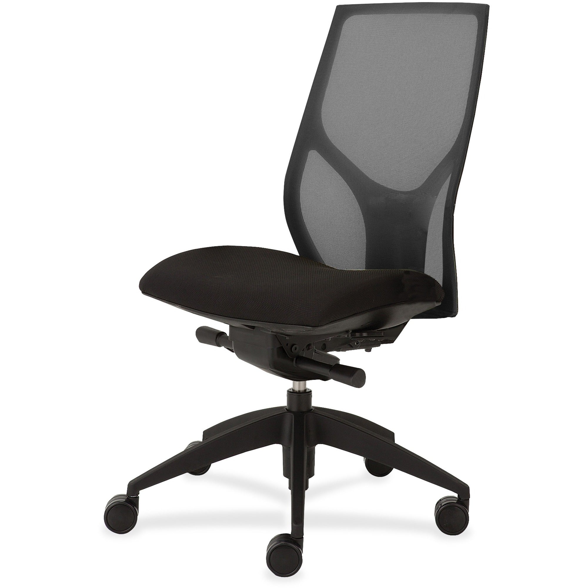 9 to 5 Seating Vault 1460 Armless Task Chair, Black Mesh Back, Black Onyx Fabric Seat, 5-Star Base, Adjustable Height and Depth, 1 Each