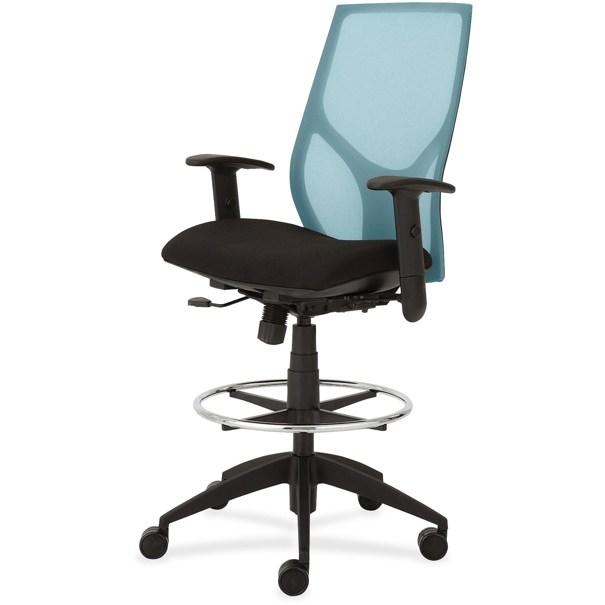 9 to 5 Seating Vault 1468 Task Stool, Black Seat, 5-Star Base, Adjustable Arms and Back, Pneumatic Height, 20" Wide Seat, 1 Each