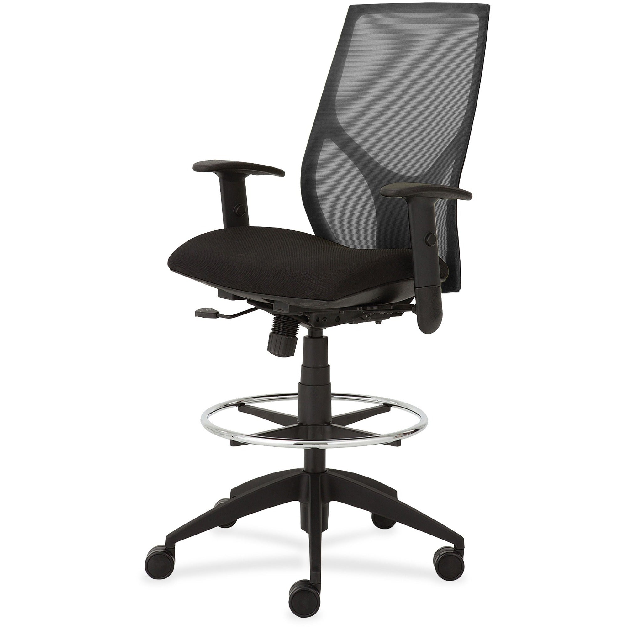 9 to 5 Seating Vault 1468 Task Stool, Black Seat, 5-Star Base, Adjustable Arms and Back, Mesh Back, 1 Each