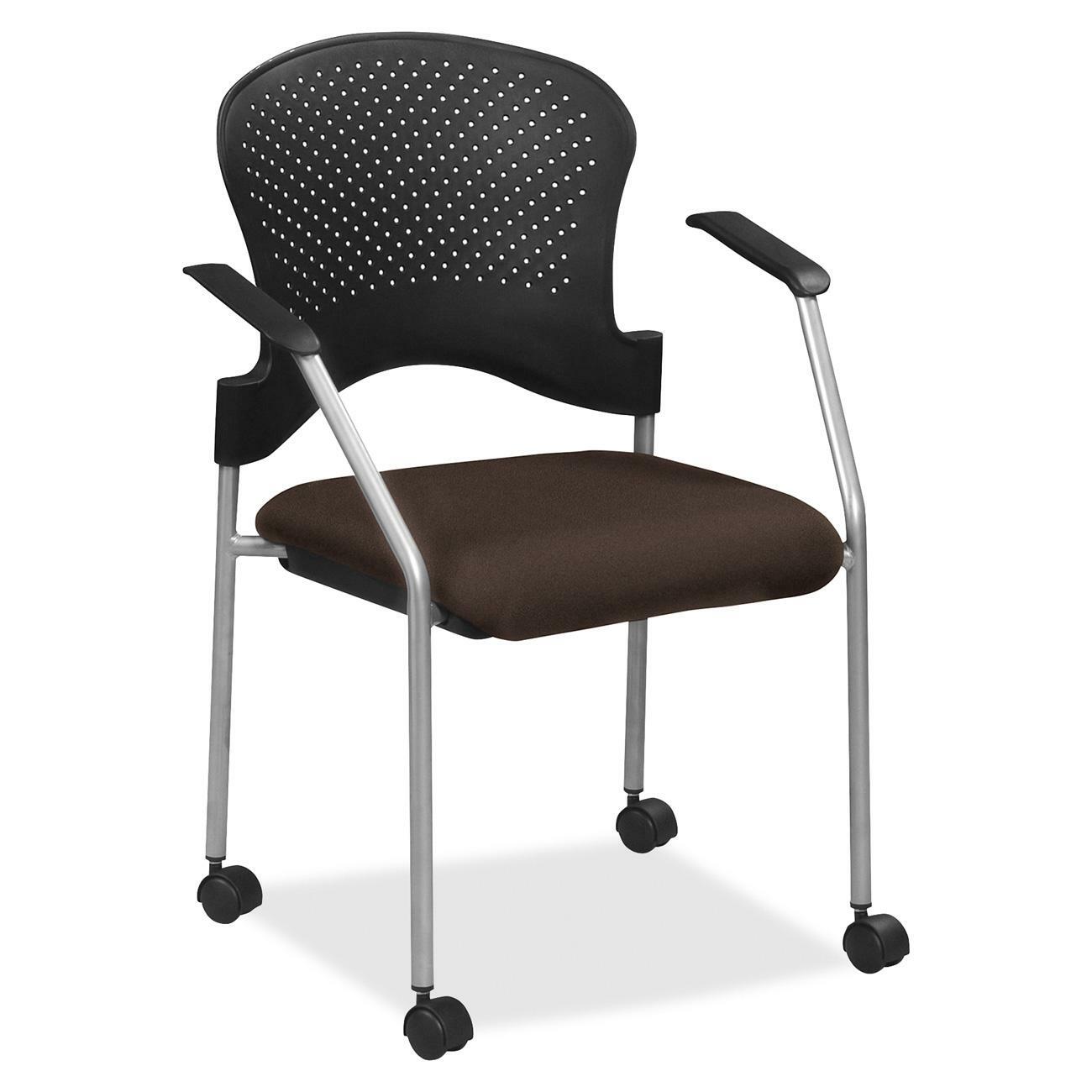Eurotech breeze FS8270 Stacking Chair, Fudge Fabric Seat, Fudge Back, Gray Steel Frame, Four-legged Base, Forte Fudge, 1 Each