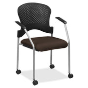 Eurotech breeze FS8270 Stacking Chair, Fudge Fabric Seat, Fudge Back, Gray Steel Frame, Four-legged Base, Forte Fudge, 1 Each