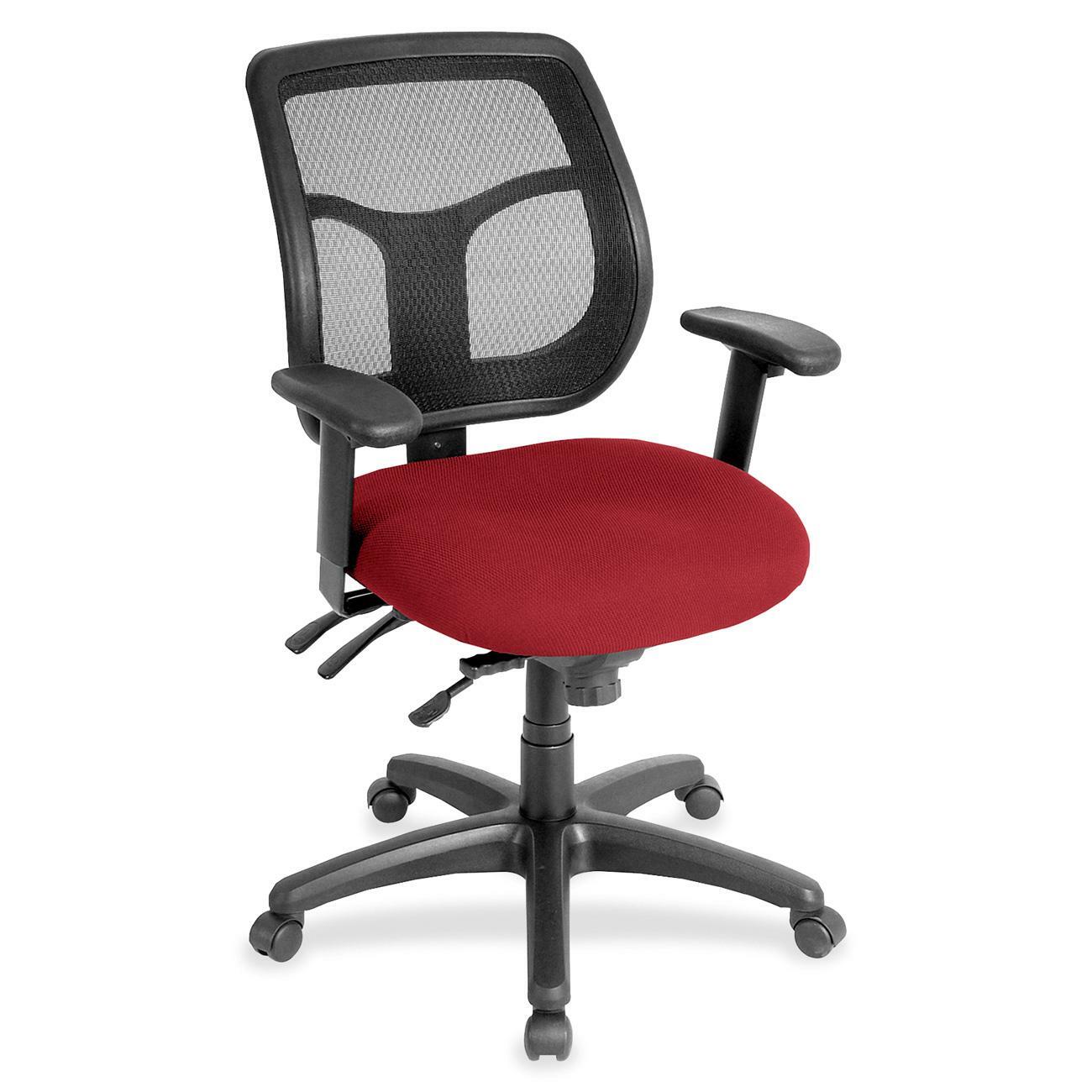 Eurotech Apollo Task Chair, Real Red Fabric Seat, Mesh Back, Adjustable Arms and Back, 5-Star Base, 1 Each