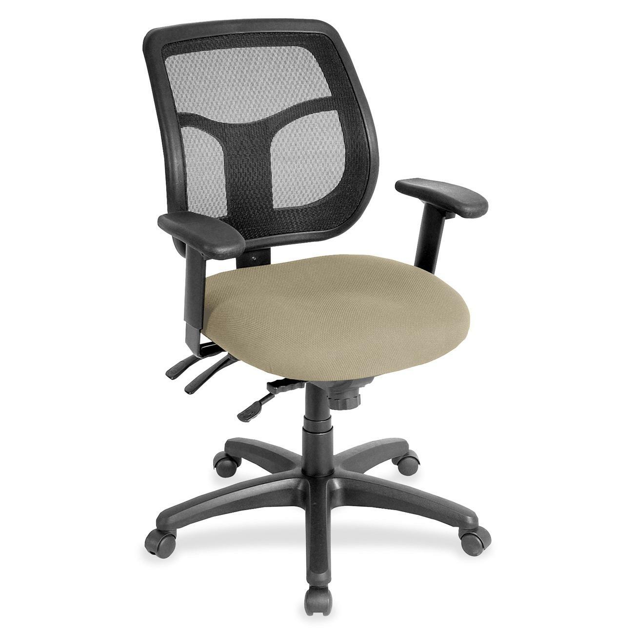 Eurotech Apollo Task Chair, Pumice Fabric Seat, Mesh Back, Adjustable Arms and Back, 5-Star Base, Forte Pumice, 1 Each