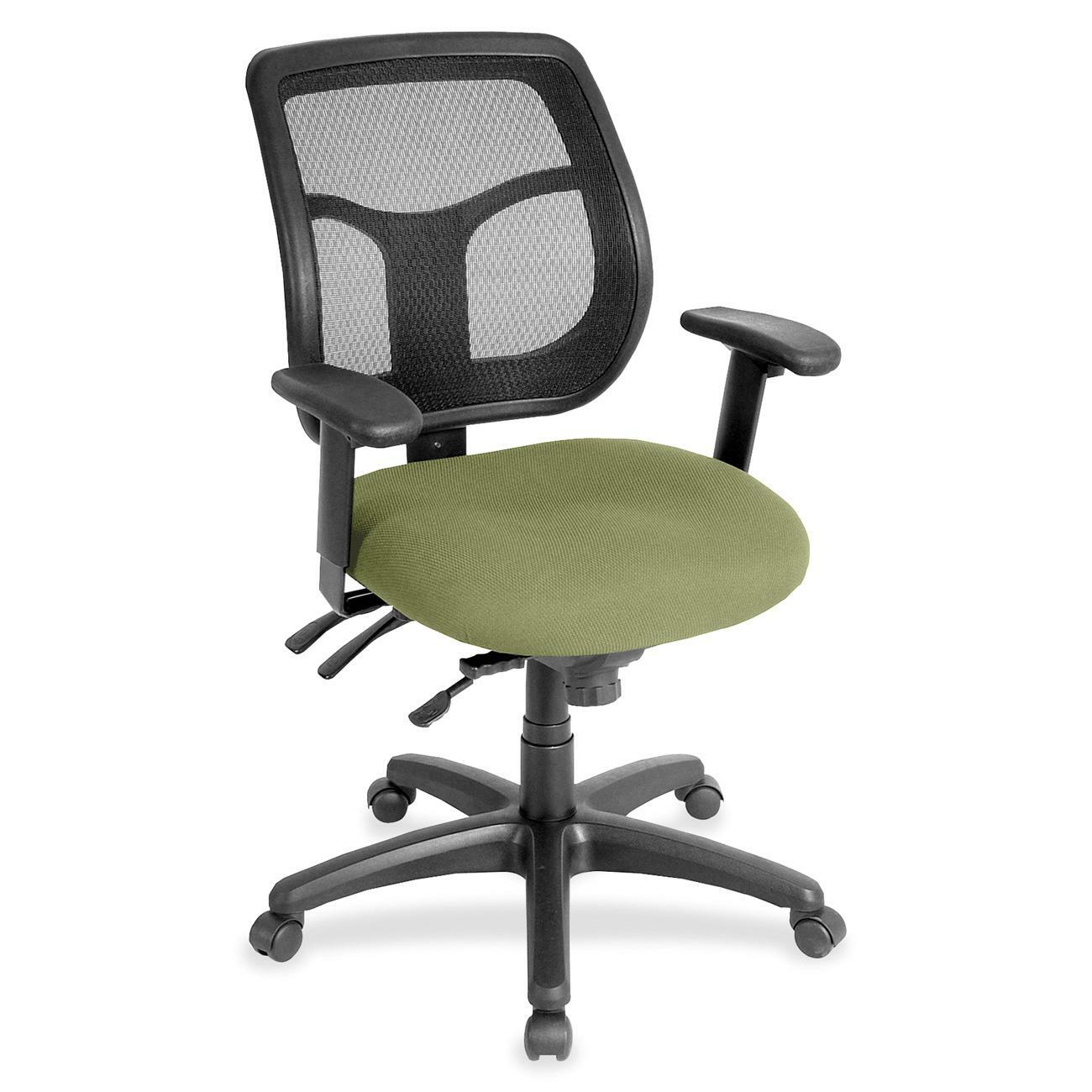 Eurotech Apollo Task Chair, Cress Fabric Seat, Mesh Back, 5-Star Base, Adjustable Arms and Back, Green, 1 Each