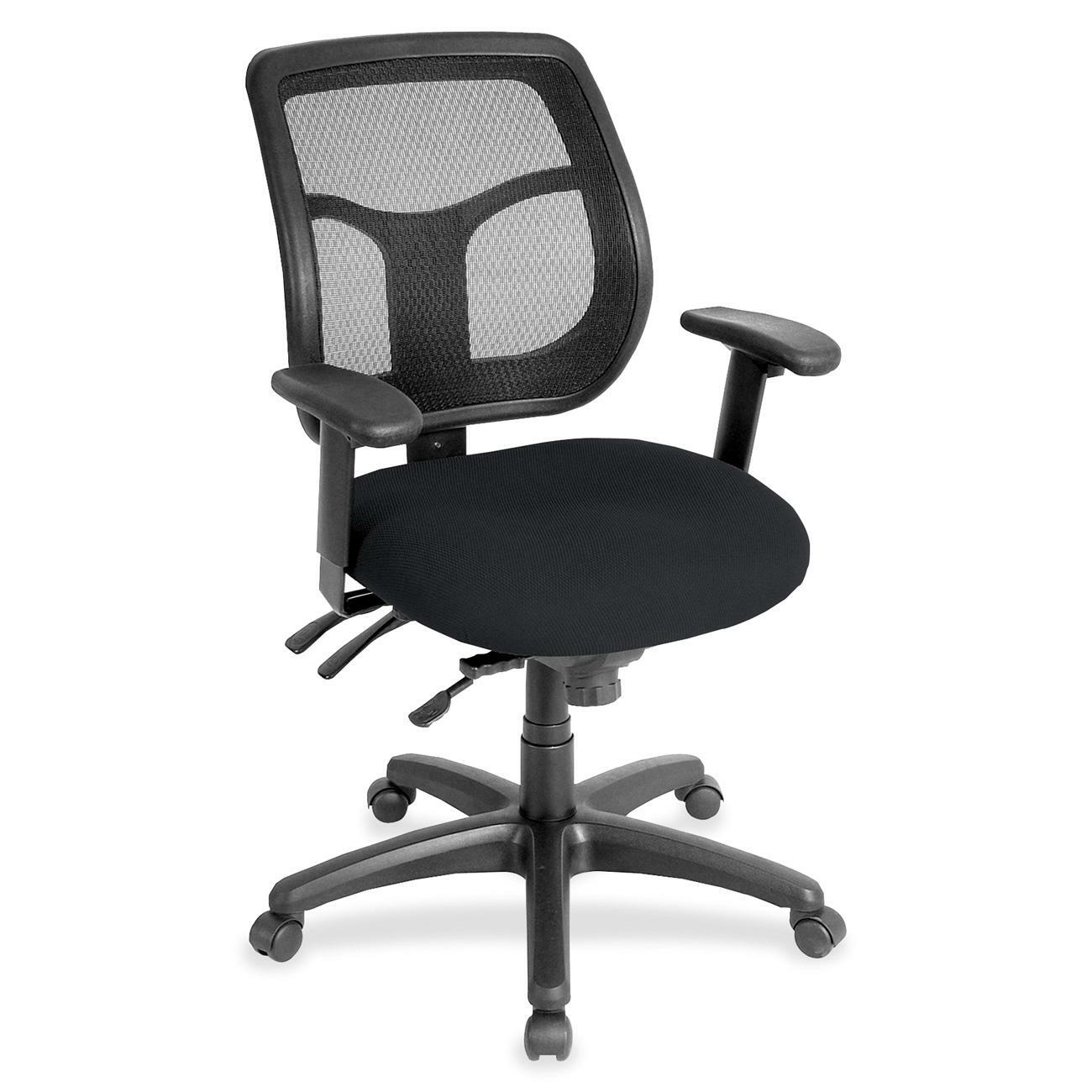 Eurotech Apollo Task Chair, Ebony Fabric Seat, Mesh Back, 5-Star Base, Adjustable Arms and Back, Height and Angle Adjustment, 1 Each