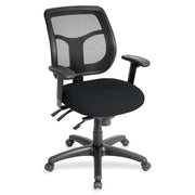Eurotech Apollo Task Chair, Ebony Fabric Seat, Mesh Back, 5-Star Base, Adjustable Arms and Back, Height and Angle Adjustment, 1 Each