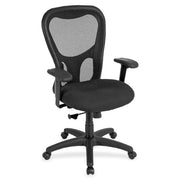 Eurotech Apollo MM9500 Highback Executive Chair, Tuxedo Fabric Seat, Mesh Back, 5-Star Base, Adjustable Arms, Black, 1 Each