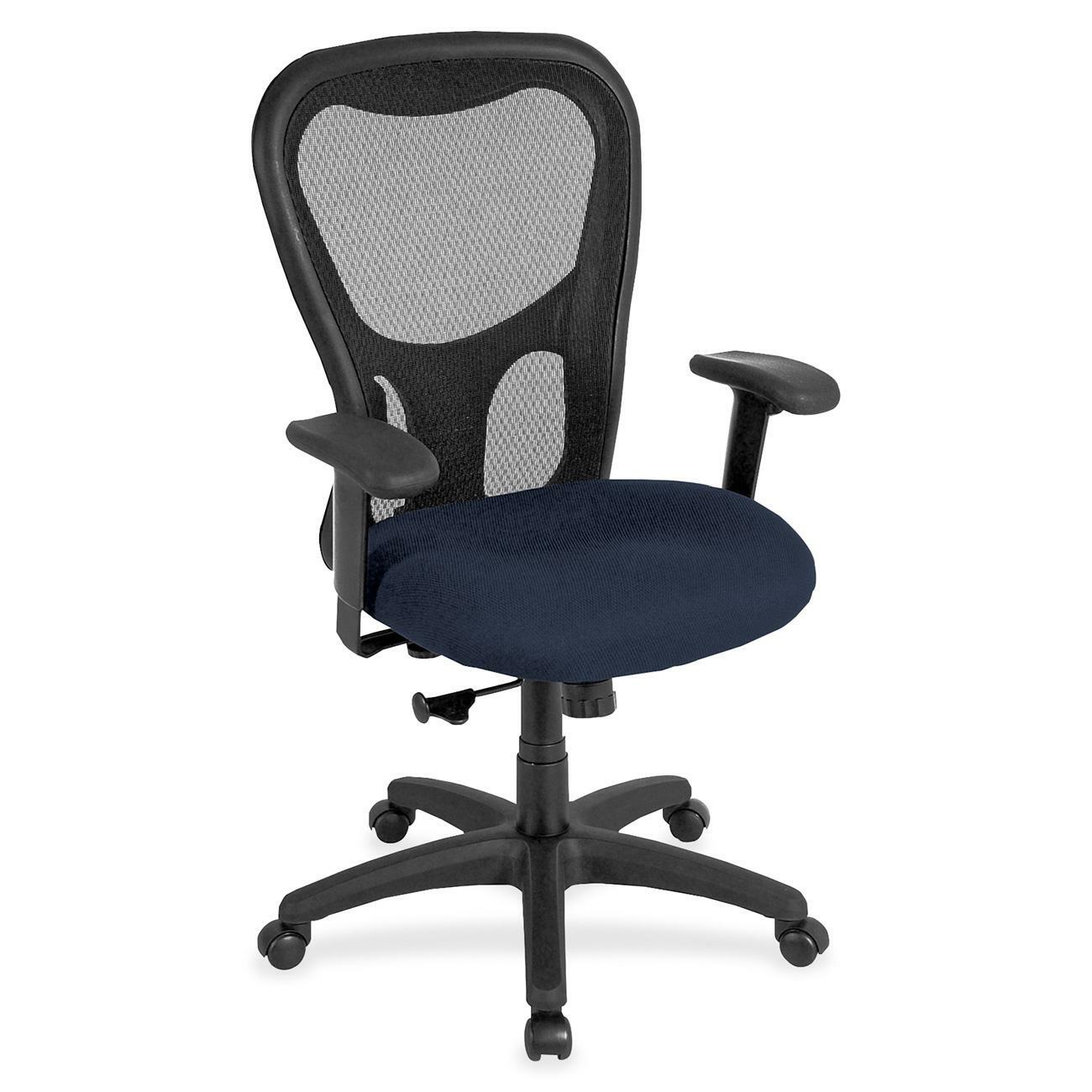Eurotech Apollo Synchro High Back Chair, Cadet Blue Fabric Seat, Mesh Back, Adjustable Arms, 5-Star Base, 1 Each