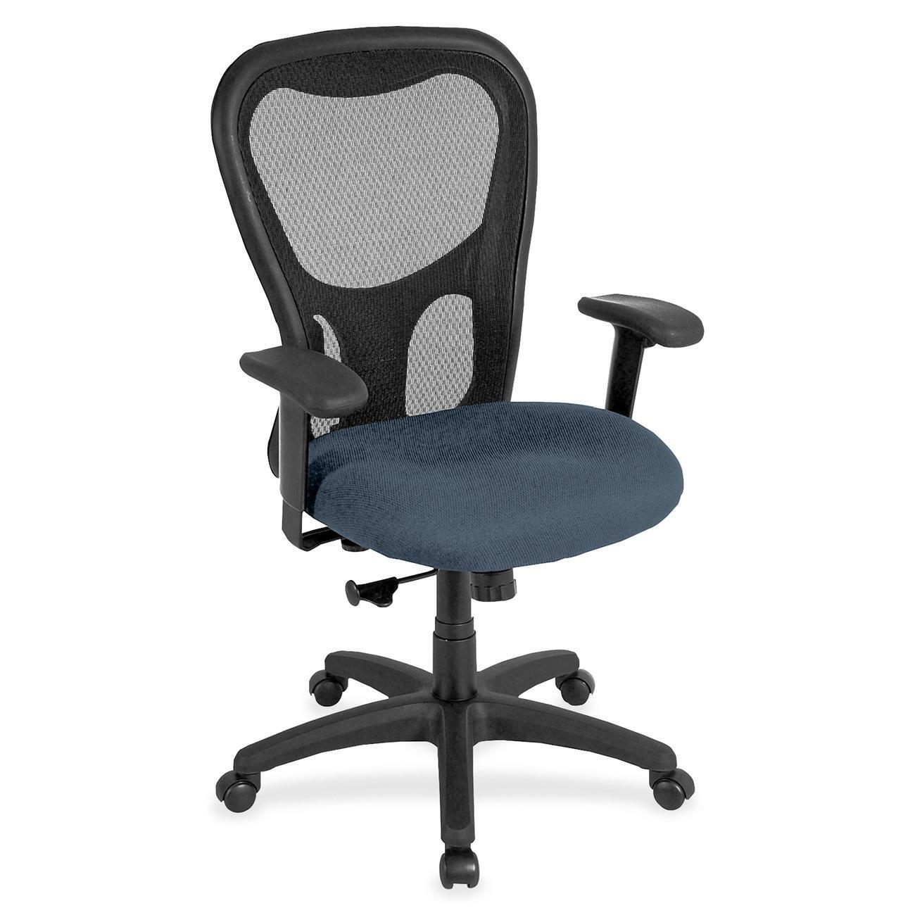 Eurotech Apollo Synchro High Back Chair, Chesapeake Blue Fabric Seat, Mesh Back, 5-Star Base, Adjustable Arms, 1 Each