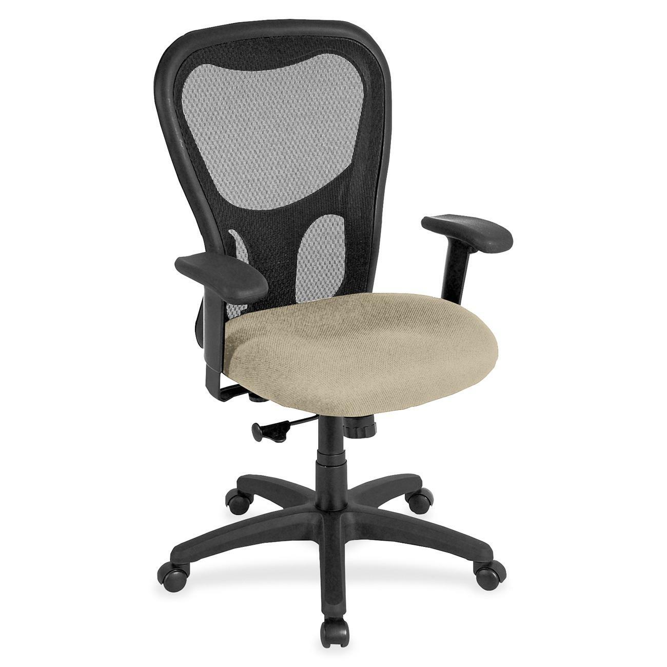 Eurotech Apollo Synchro High Back Chair, Travertine Fabric Seat, Mesh Back, Adjustable Arms, 5-Star Base, Shire Travertine, 1 Each