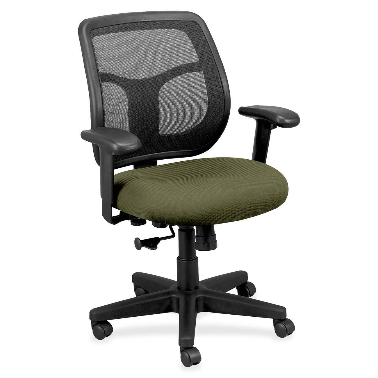Eurotech Apollo Task Chair, Leaf Fabric Seat, Mesh Back, Adjustable Arms and Seat, 5-Star Base, Expo Leaf Color, 1 Each