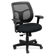 Eurotech Apollo Task Chair, Ebony Fabric Seat, Mesh Back, Adjustable Arms, 5-Star Base, 1 Each
