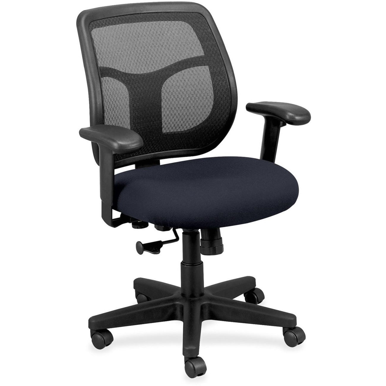 Eurotech Apollo MT9400 Mesh Task Chair, Navy Fabric Seat and Mesh Back, 5-Star Base, Adjustable Arms and Seat, 1 Each