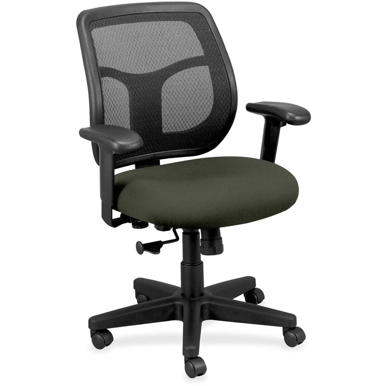 Eurotech Apollo MT9400 Mesh Task Chair, Olive Green Fabric Seat and Back, 5-Star Base, Adjustable Arms and Seat, 1 Each