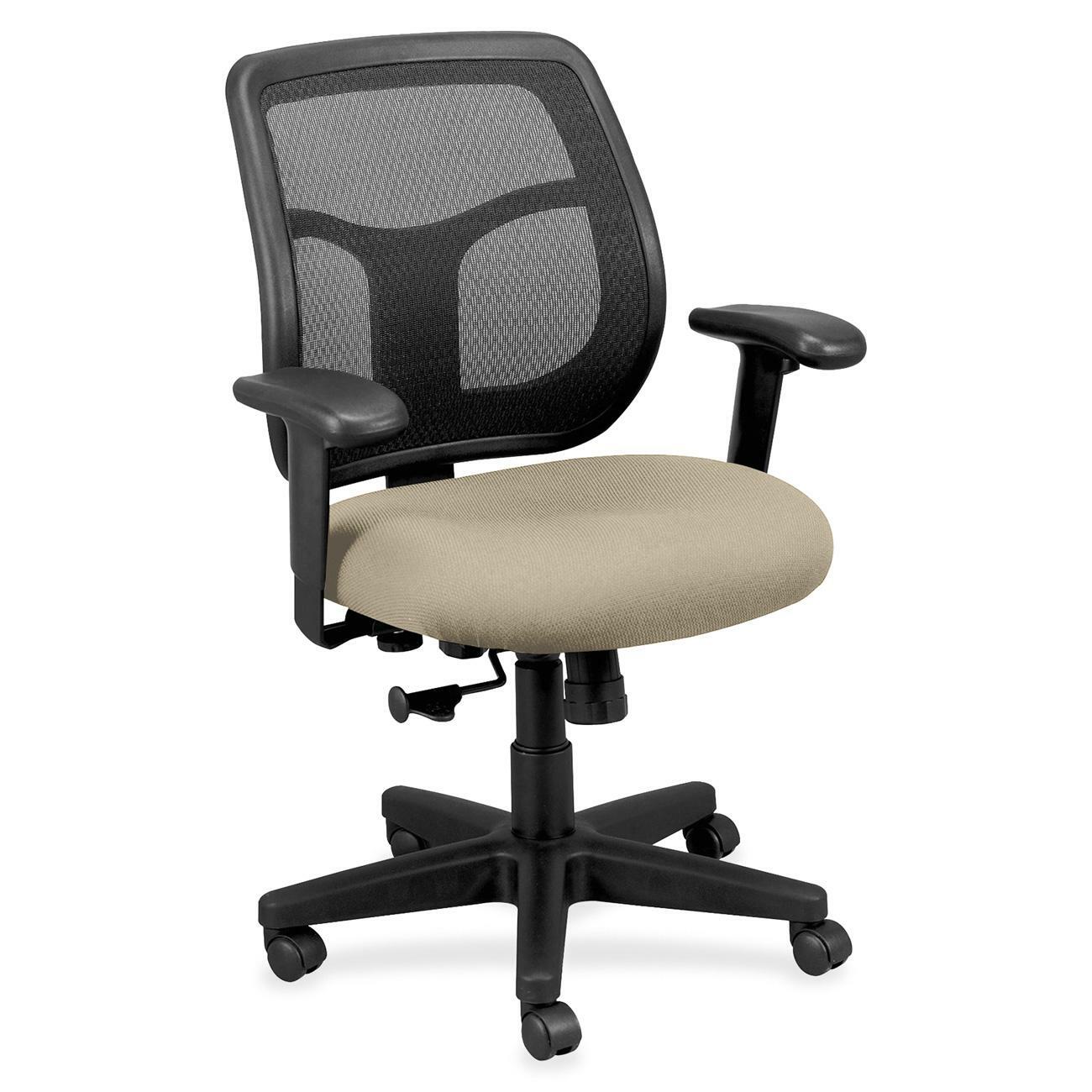 Eurotech Apollo Task Chair, Travertine Fabric Seat, Mesh Back, Adjustable Arms, 5-Star Base, Shire Travertine, 1 Each