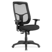 Eurotech Apollo MTHB94 Executive Chair, Tuxedo Fabric Seat, Mesh Back, 5-Star Base, Adjustable Arms and Back, Black, 1 Each