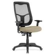 Eurotech Apollo High Back Synchro Task Chair, Fabric Seat, Pumice Color, Mesh Back, Adjustable Arms, 5-Star Base, 1 Each