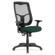 Eurotech Apollo High Back Synchro Task Chair, Forest Fabric Seat, Mesh Back, 5-Star Base, Adjustable Arms and Back, Insight Forest Color, 1 Each
