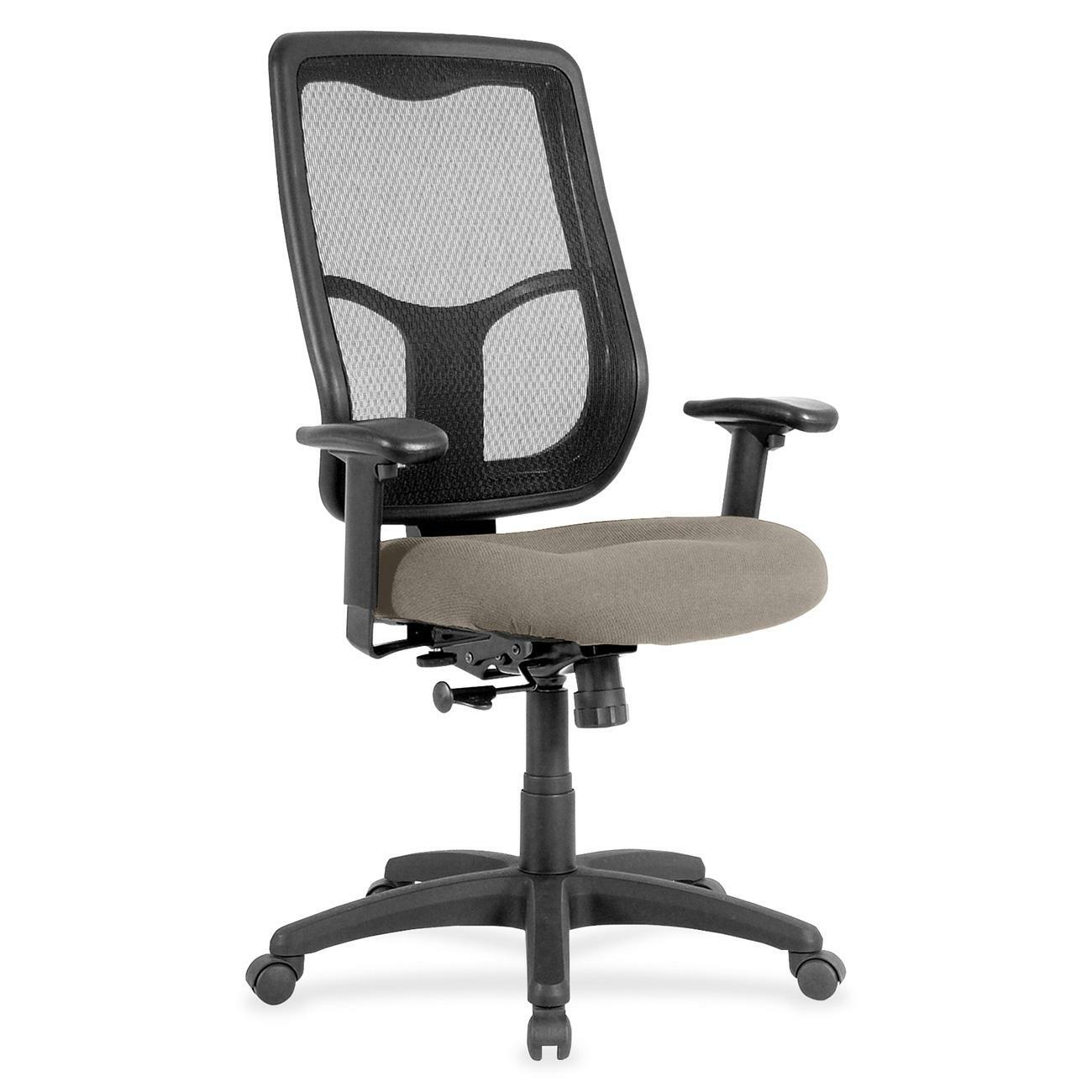 Eurotech Apollo High Back Synchro Task Chair, Fossil Fabric Seat, Mesh Back, Adjustable Arms, 5-Star Base, 1 Each