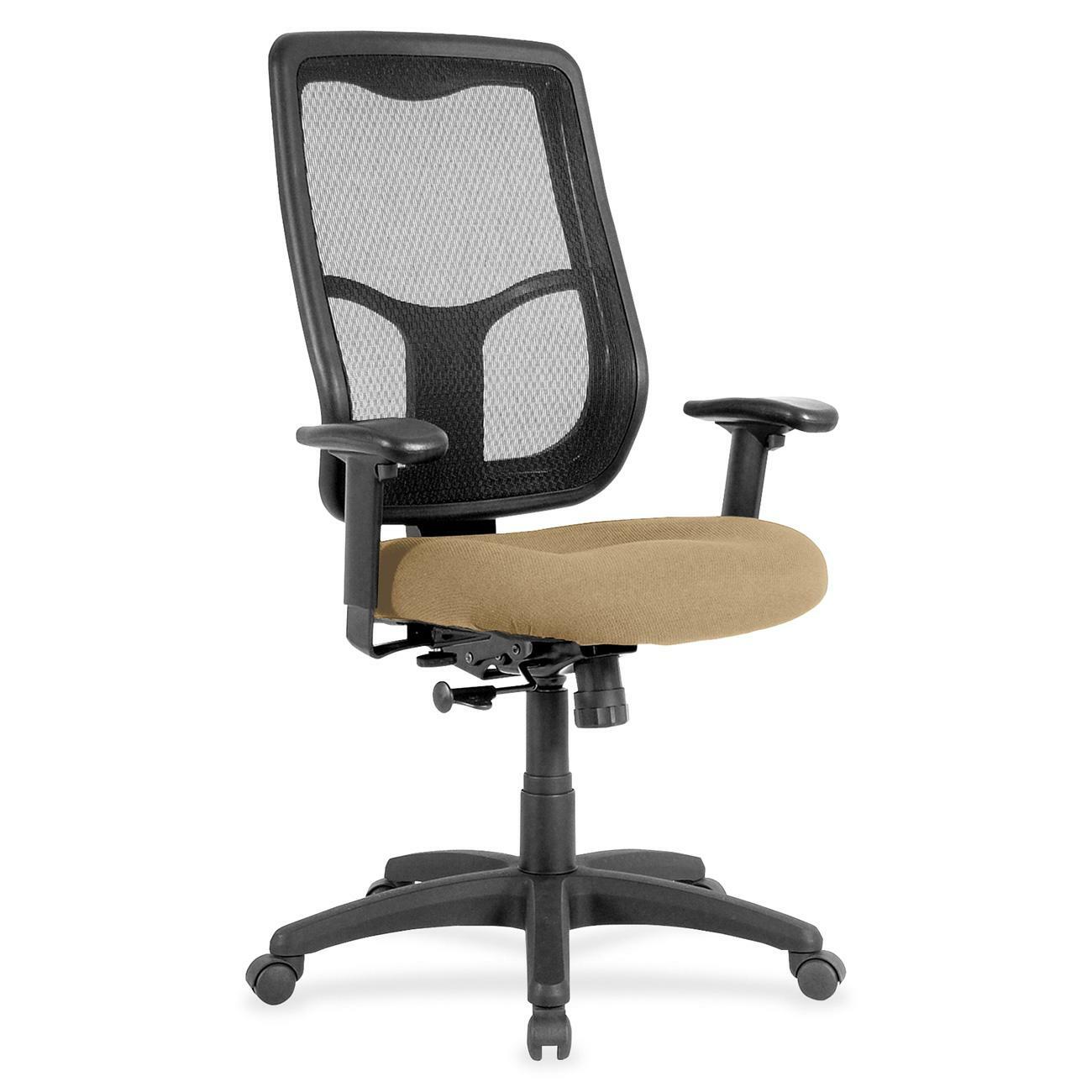 Eurotech Apollo High Back Synchro Task Chair, Beige Fabric Seat, Black Frame, Mesh Back, 5-Star Base, 1 Each