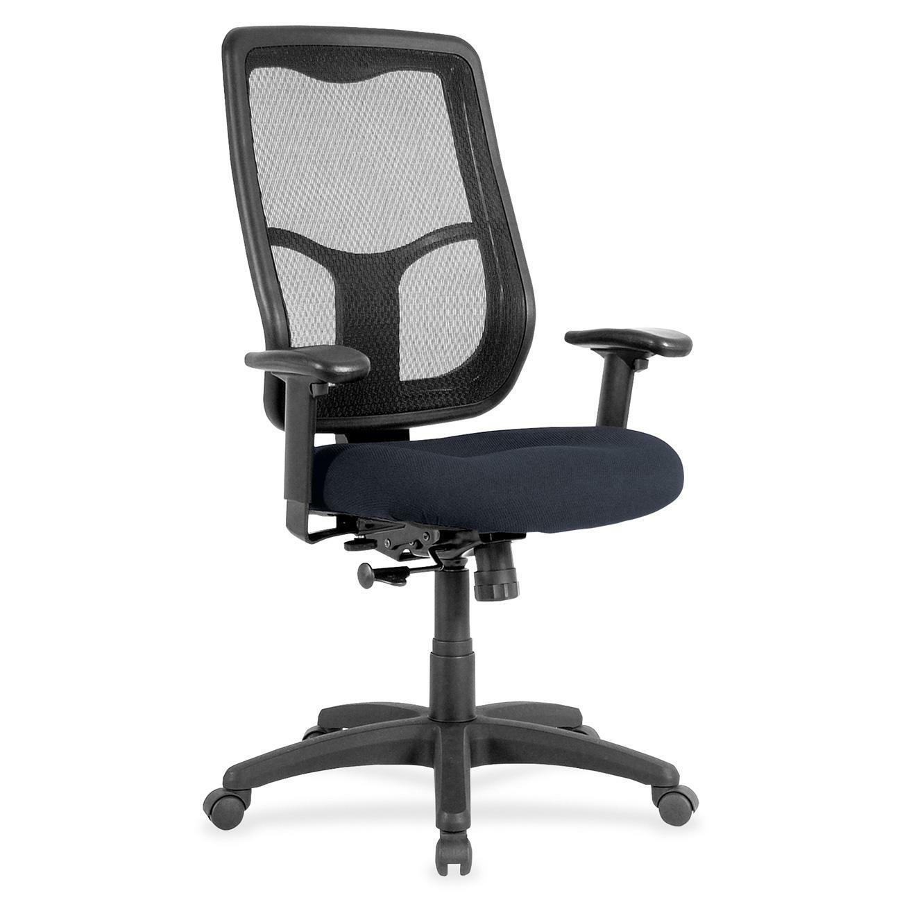 Eurotech Apollo High Back Synchro Task Chair, Navy Fabric Seat, Mesh Back, Adjustable Arms, 5-Star Base, 1 Each