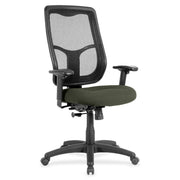 Eurotech Apollo High Back Synchro Task Chair, Olive Green Fabric Seat, Mesh Back, 5-Star Base, Adjustable Arms and Back, 1 Each