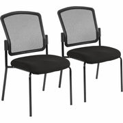Eurotech Dakota 2 7014 Guest Chair, Black Fabric Seat, Mesh Back, Steel Four-Legged Base, Perfection Black, 2 per Carton