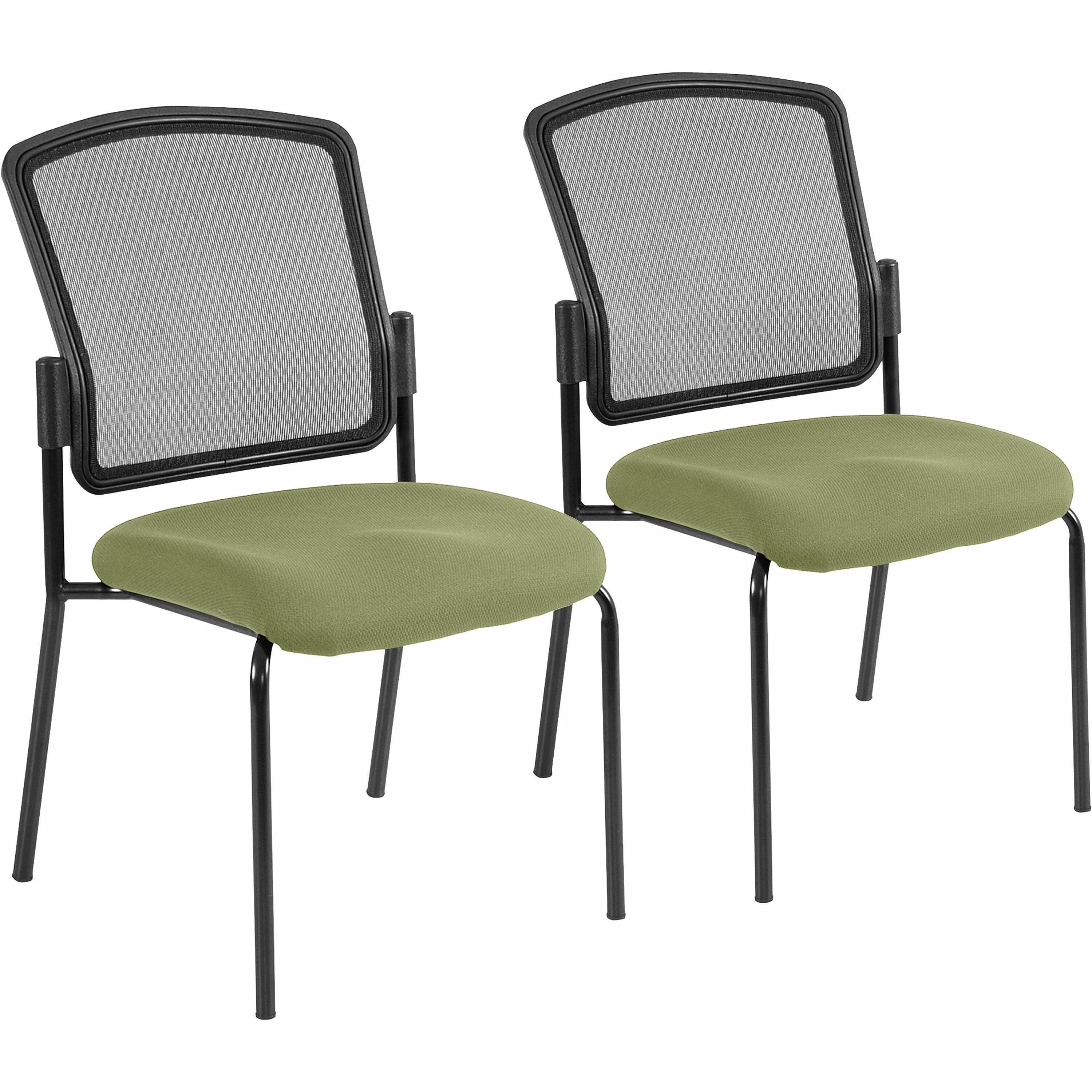 Eurotech Dakota 2 7014 Guest Chair, Cress Fabric Seat, Mesh Back, Steel Four-Legged Base, Green, 2 per Carton