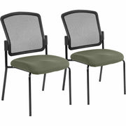 Eurotech Dakota 2 Guest Chair, Sage Fabric Seat, Mesh Back, Steel Four-Legged Base, Shire Sage, 2 per Carton