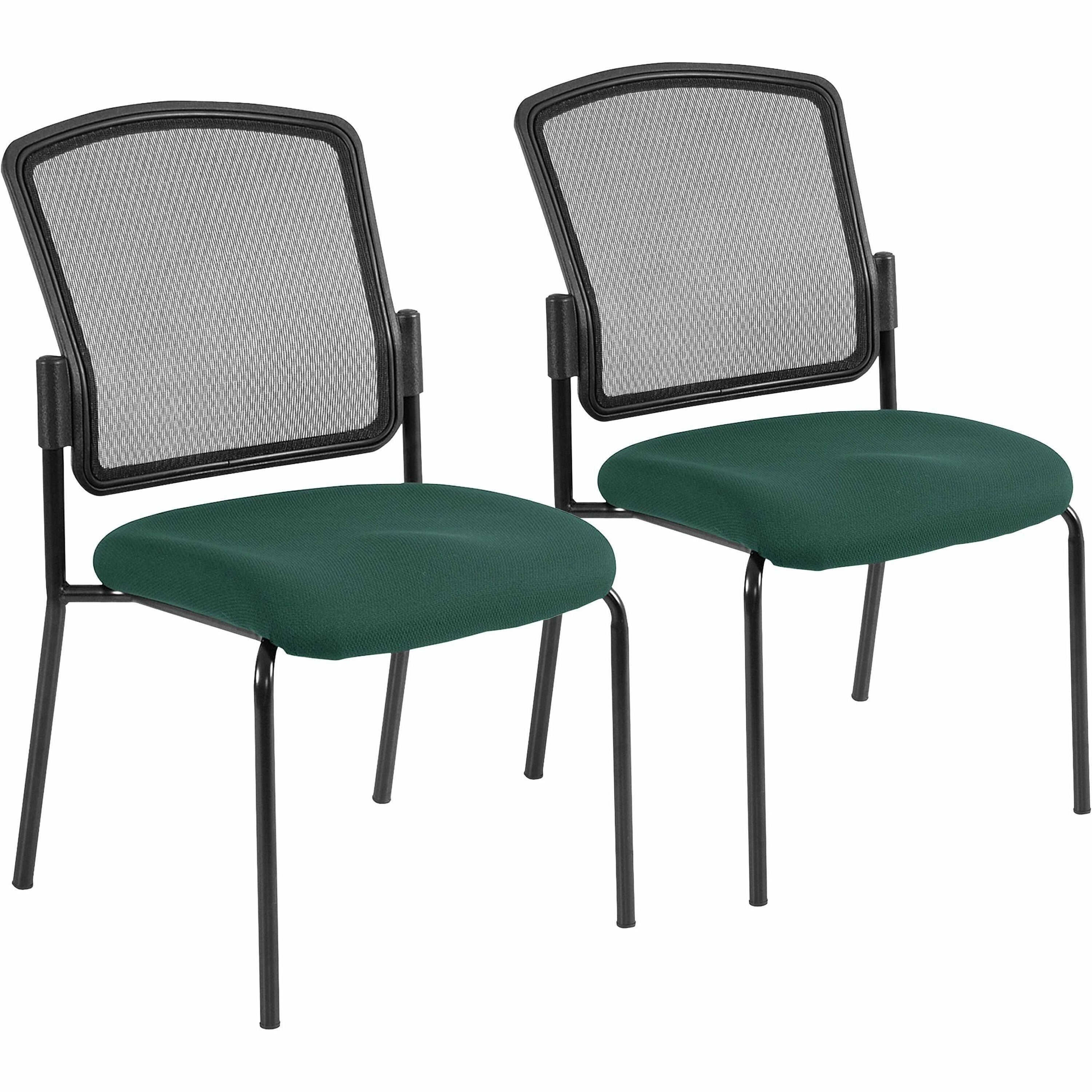 Eurotech Dakota 2 7014 Guest Chair, Chive Fabric Seat, Mesh Back, Steel Four-Legged Base, Forte Chive, 2 Chairs per Carton