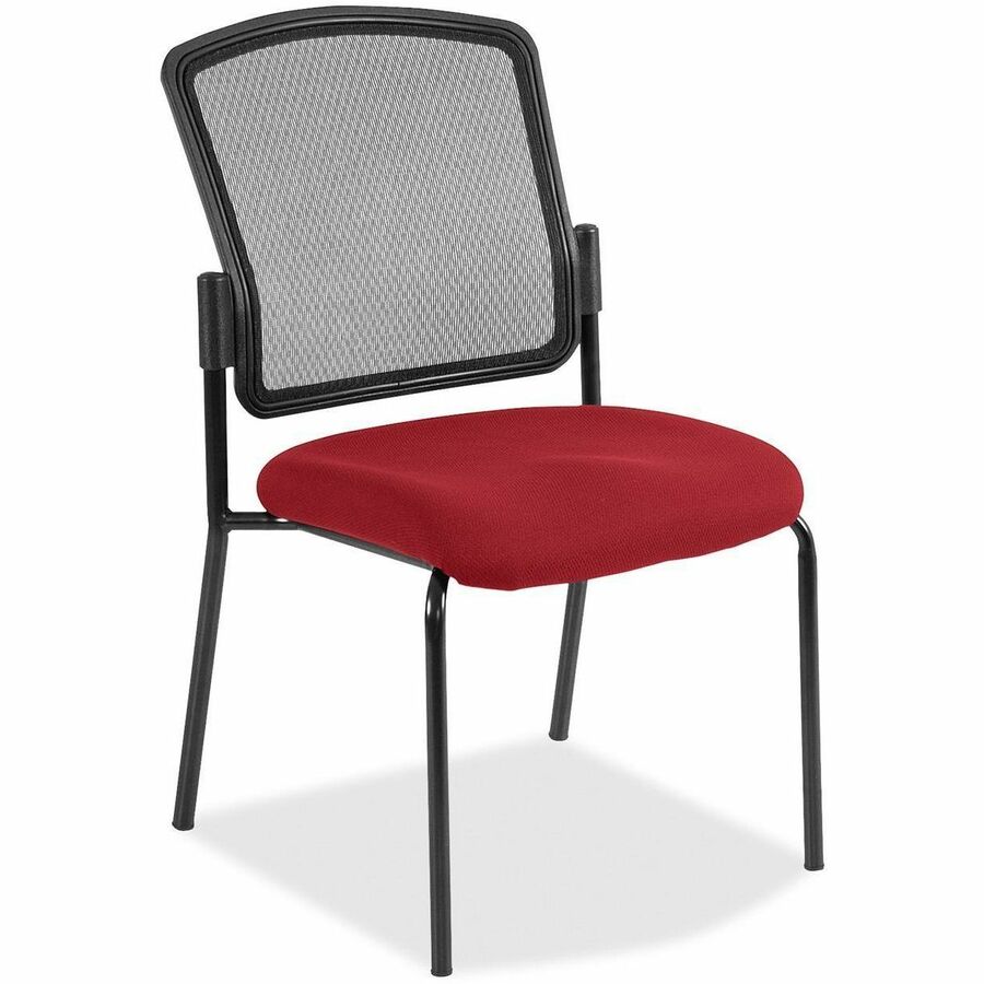 Eurotech Dakota 2 7014 Guest Chair, Real Red Fabric Seat, Mesh Back, Steel Four-Legged Base, 2 per Carton