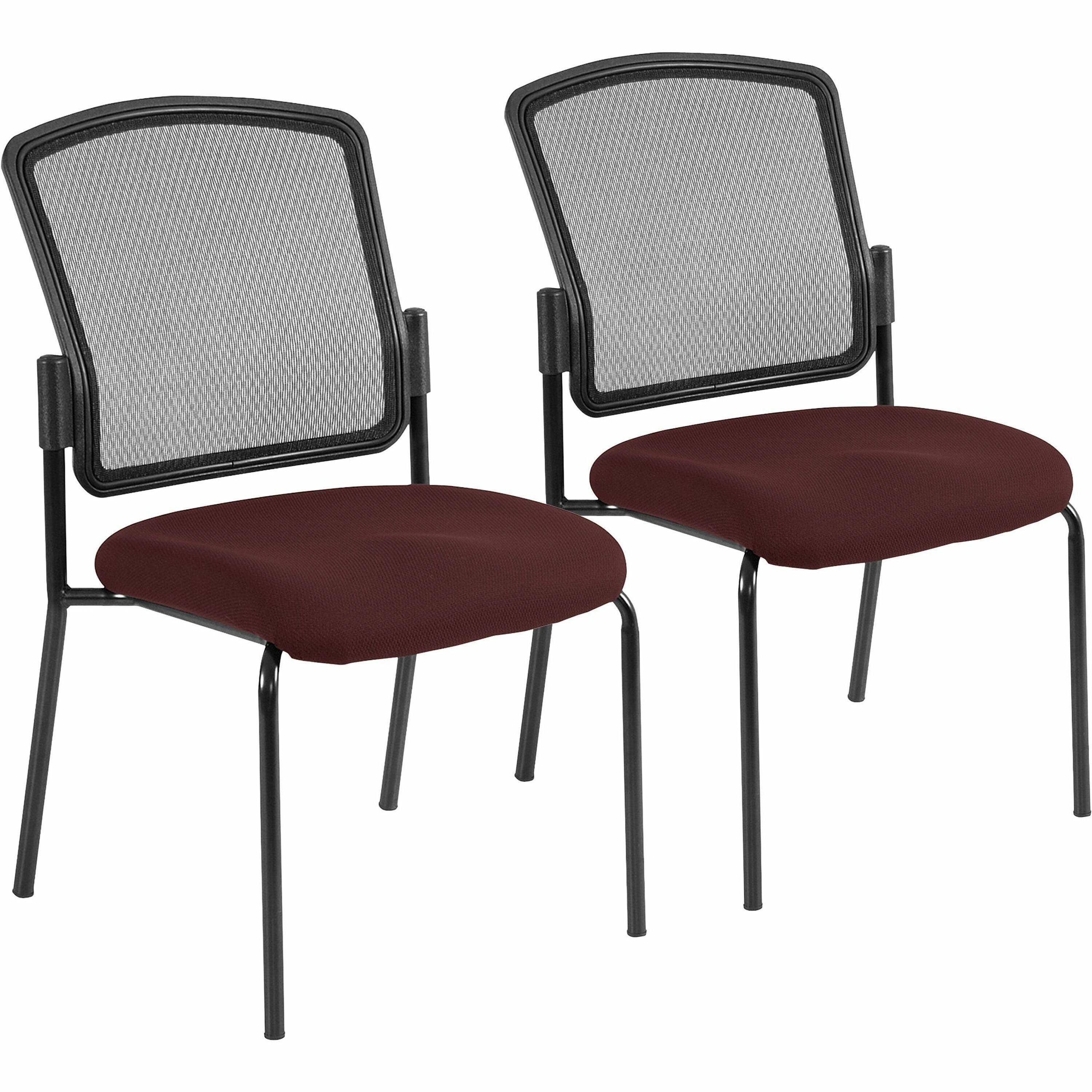 Eurotech Dakota 2 Guest Chair, Burgundy, Fabric Seat, Mesh Back, Steel Frame, Four-Legged Base, 2 per Carton