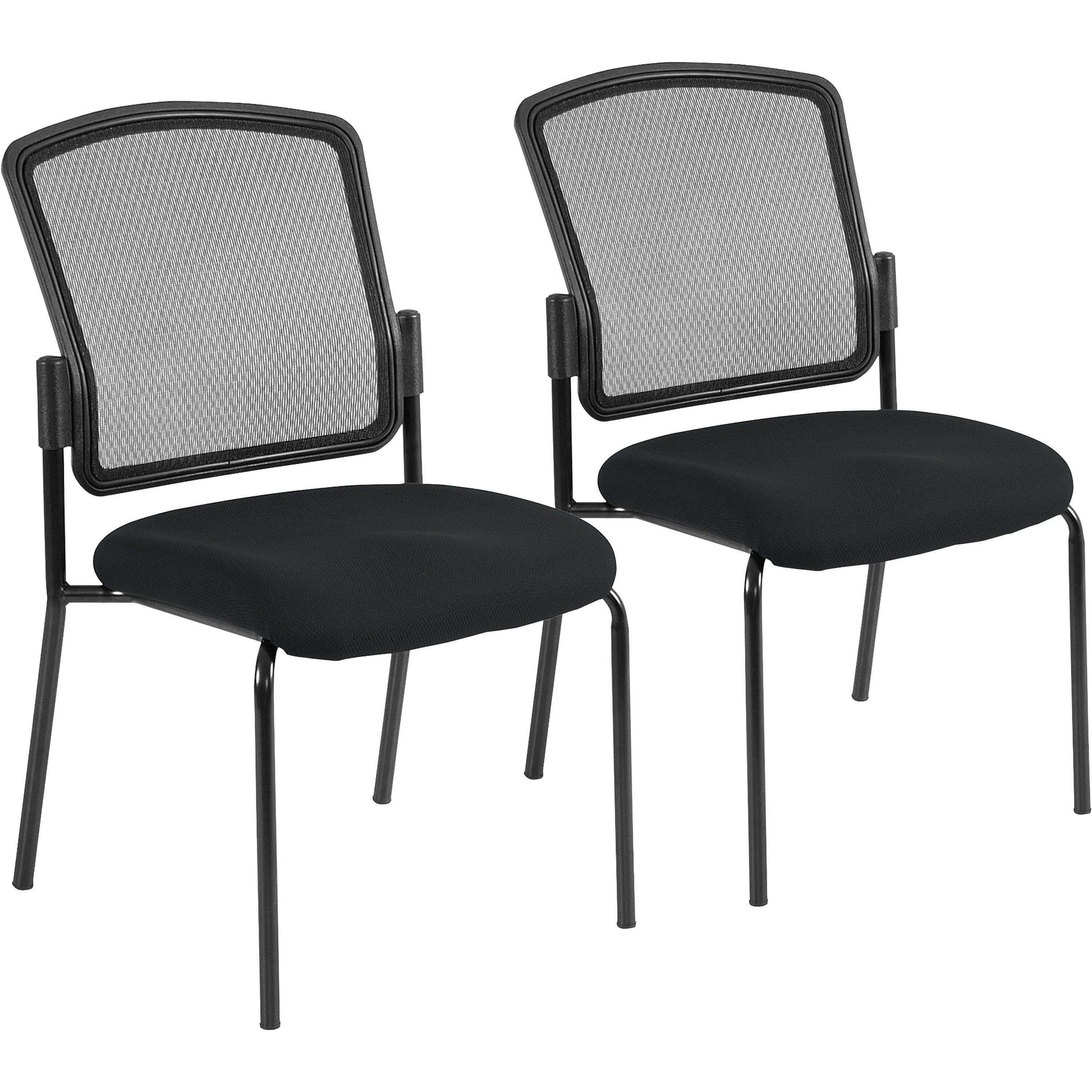 Eurotech Dakota 2 7014 Guest Chair, Ebony Fabric Seat, Mesh Back, Steel Frame, Four-Legged Base, 2 per Carton
