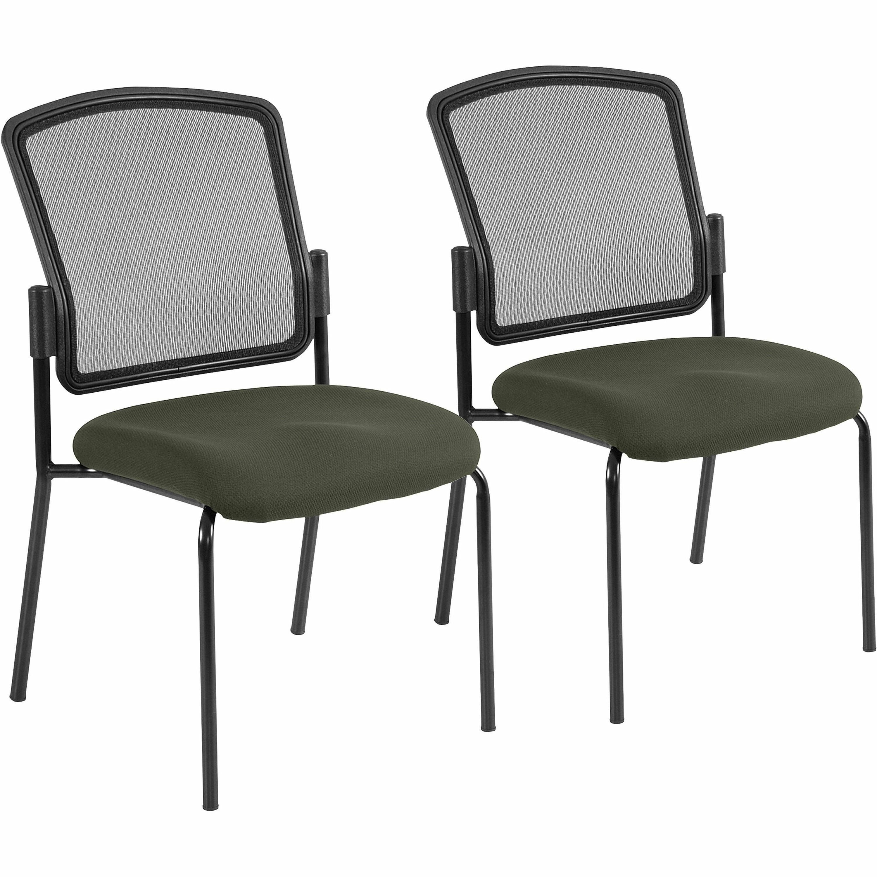 Eurotech Dakota 2 Guest Chair, Olive Green, Fabric Seat, Mesh Back, Steel Frame, Four-Legged Base, 2 per Carton