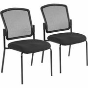 Eurotech Dakota 2 7014 Guest Chair, Tuxedo Fabric Seat, Mesh Back, Steel Frame, Four-Legged Base, Black, 2 per Carton