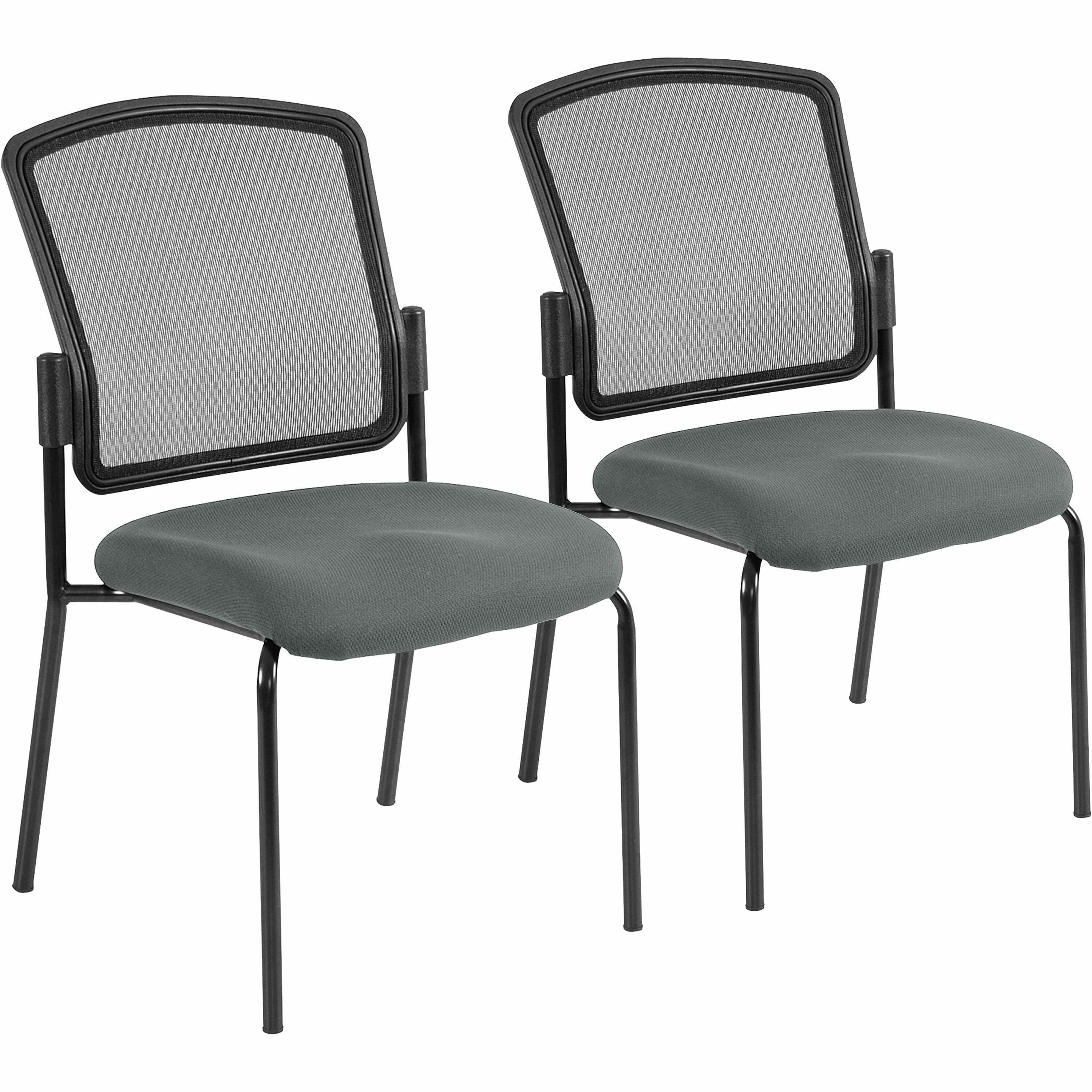 Eurotech Dakota 2 7014 Guest Chair, Fog Fabric Seat, Mesh Back, Steel Four-Legged Base, Expo Fog, 2 Chairs per Carton