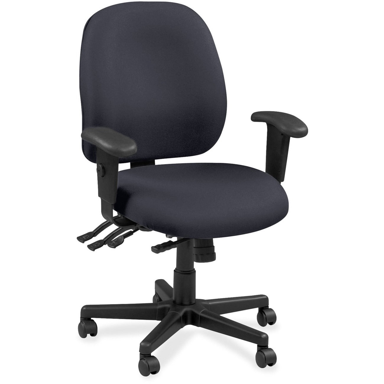 Eurotech 4x4 49802A Task Chair, Azurean Leather Seat and Back, 5-Star Base, Adjustable Arms and Back, Blue, 1 Each