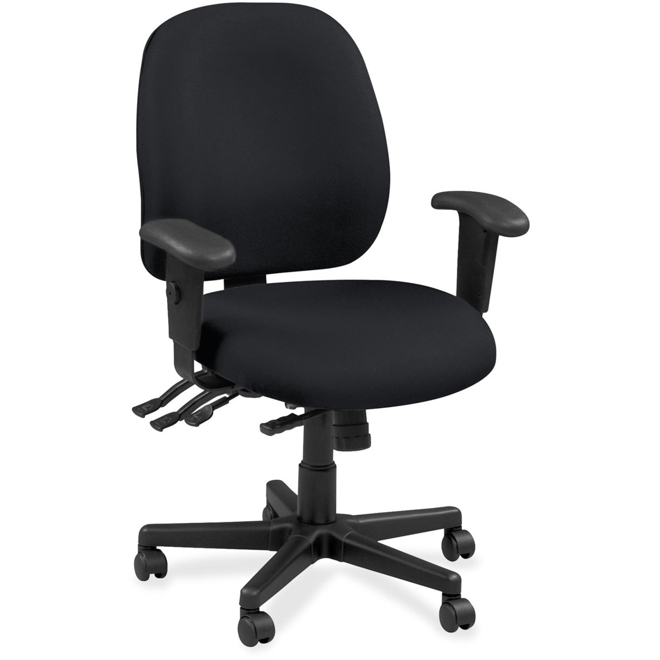 Eurotech 4x4 49802A Task Chair, Ebony Fabric Seat, Ebony Leather Back, 5-Star Base, Adjustable Arms and Back, Waterfall Seat, Insight Ebony, 1 Each