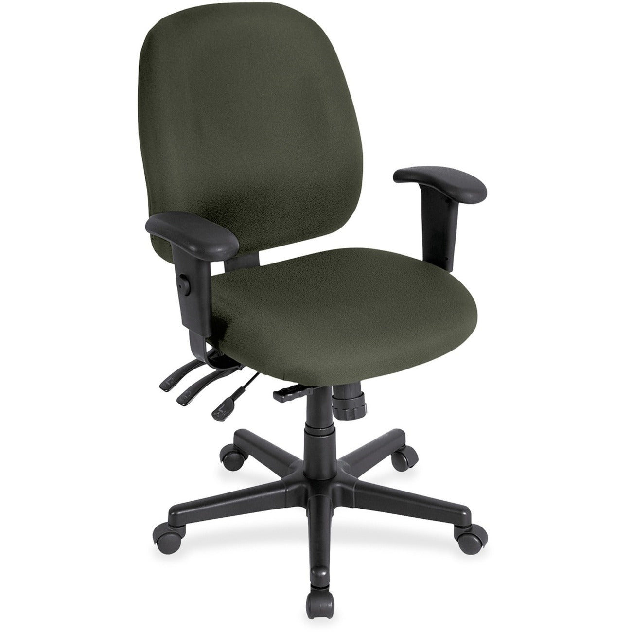 Eurotech 4x4 498SL Task Chair, Olive Green, Fabric Seat & Back, 5-Star Base, Adjustable Arms & Back, Ergonomic Design, 1 Each