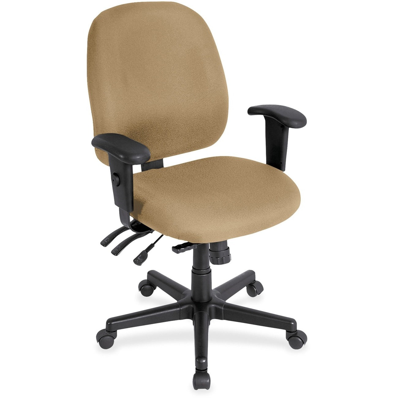 Eurotech 4x4 Task Chair, Perfection Beige, Fabric Seat and Back, Black 5-Star Base, Adjustable Arms and Back, Ergonomic Design, 1 Each