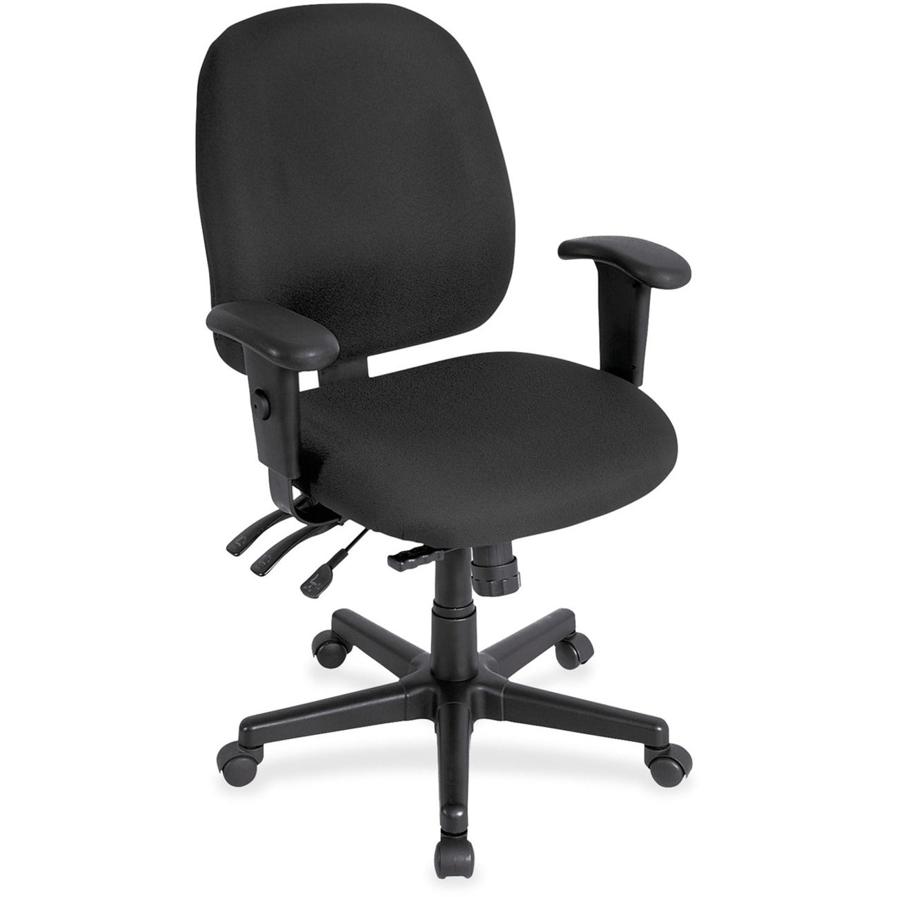 Eurotech 4x4 498SL Task Chair, Tuxedo Fabric, 5-Star Base, Adjustable Seat and Back, Ergonomic Design, Black, 1 Each