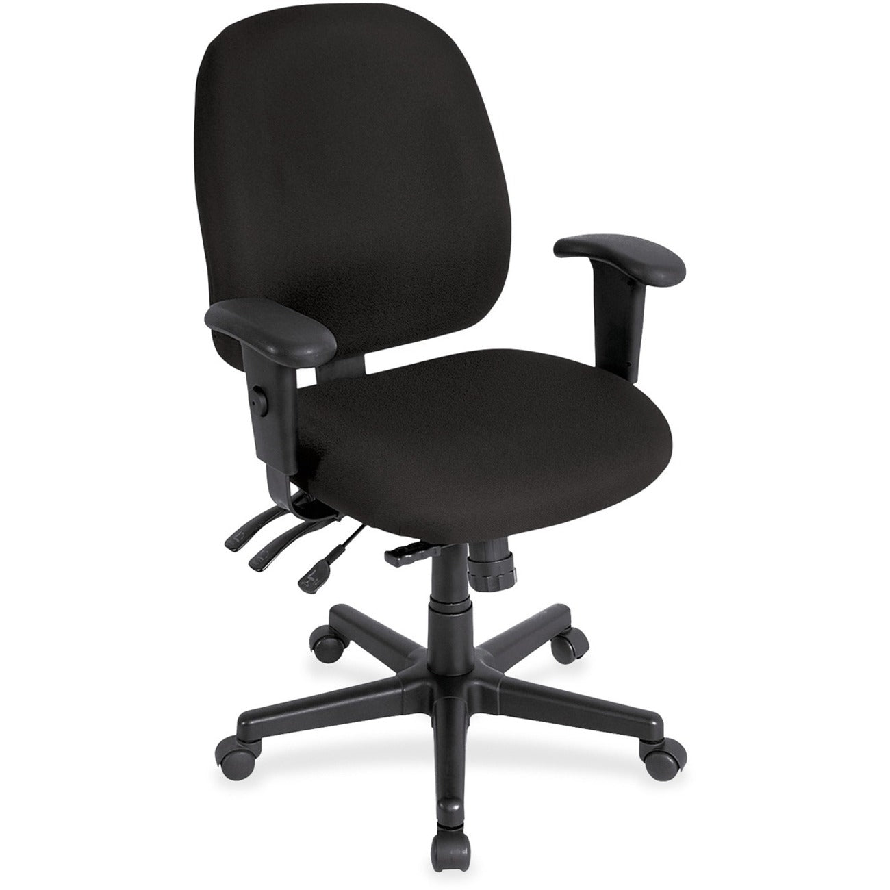 Eurotech 4x4 Task Chair, Black Fabric Seat and Back, 5-Star Base, Adjustable Arms and Back, Ergonomic Design, 1 Each