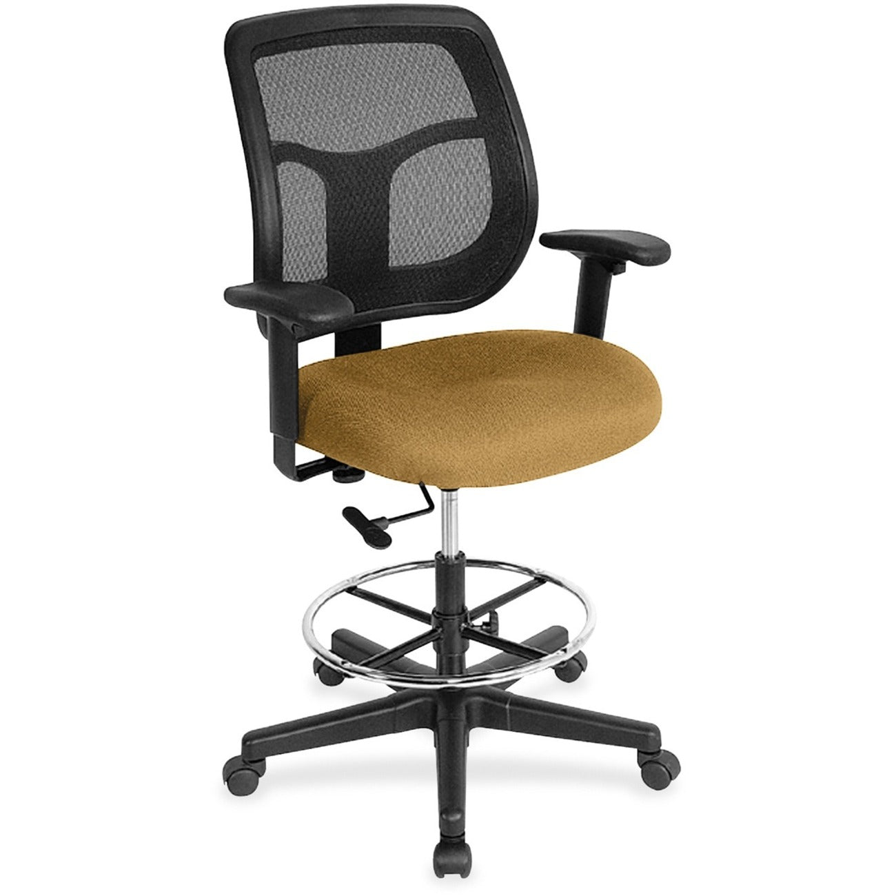 Eurotech Apollo DFT9800 Drafting Stool, Nugget Fabric Seat, Mesh Back, 5-Star Base, Canyon Nugget, Adjustable Arms and Back, Height Adjustable, 1 Each